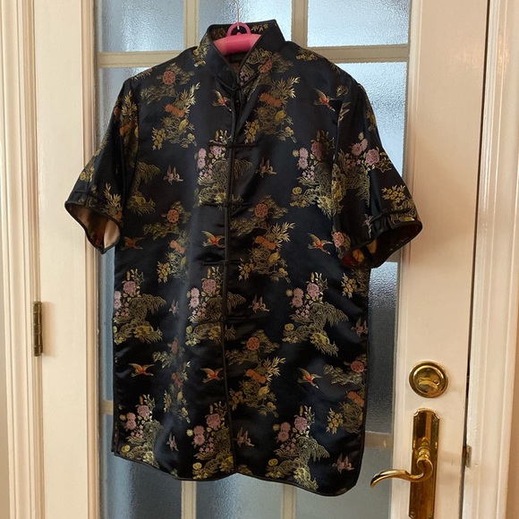 Vintage Asian style blouse  size L 100%silk - Picture 1 of 9